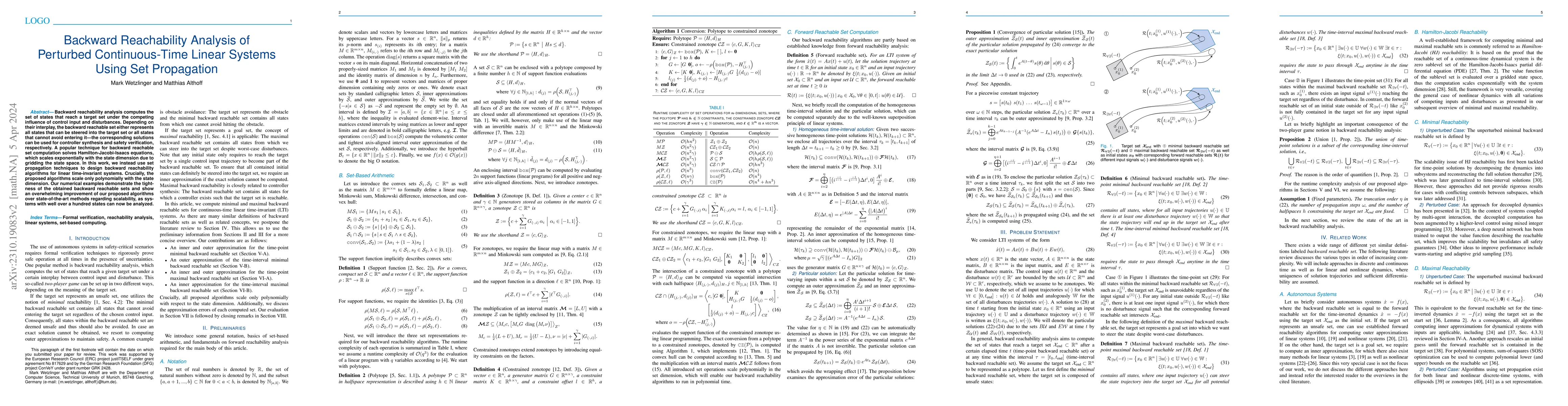 Thumbnail for Backward Reachability Analysis of Perturbed Continuous-Time Linear
  Systems Using Set Propagation