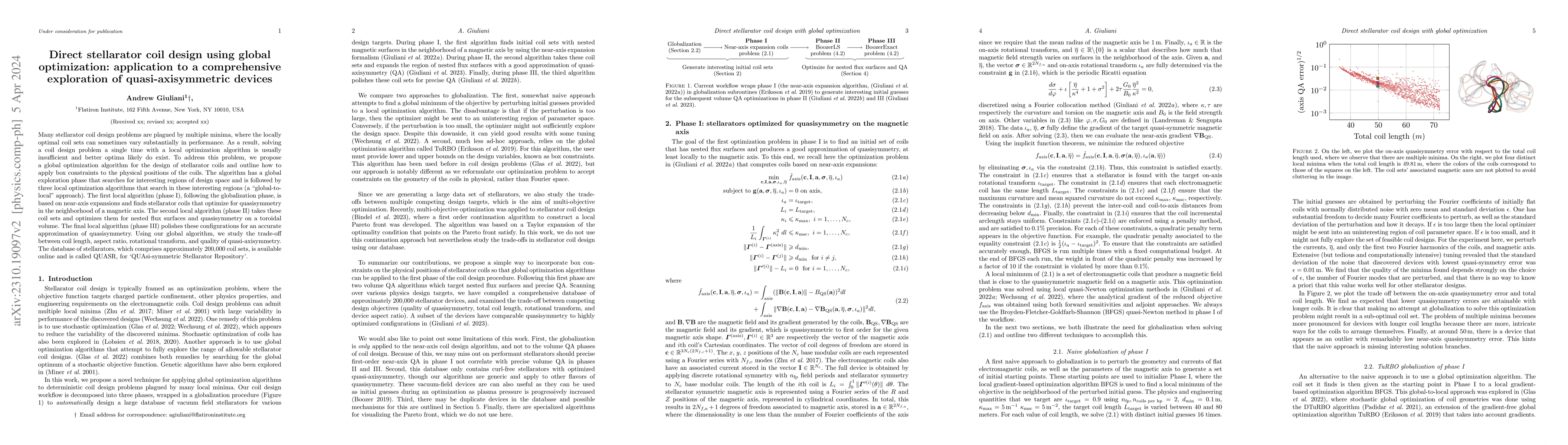 Thumbnail for Direct stellarator coil design using global optimization: application to
  a comprehensive exploration of quasi-axisymmetric devices