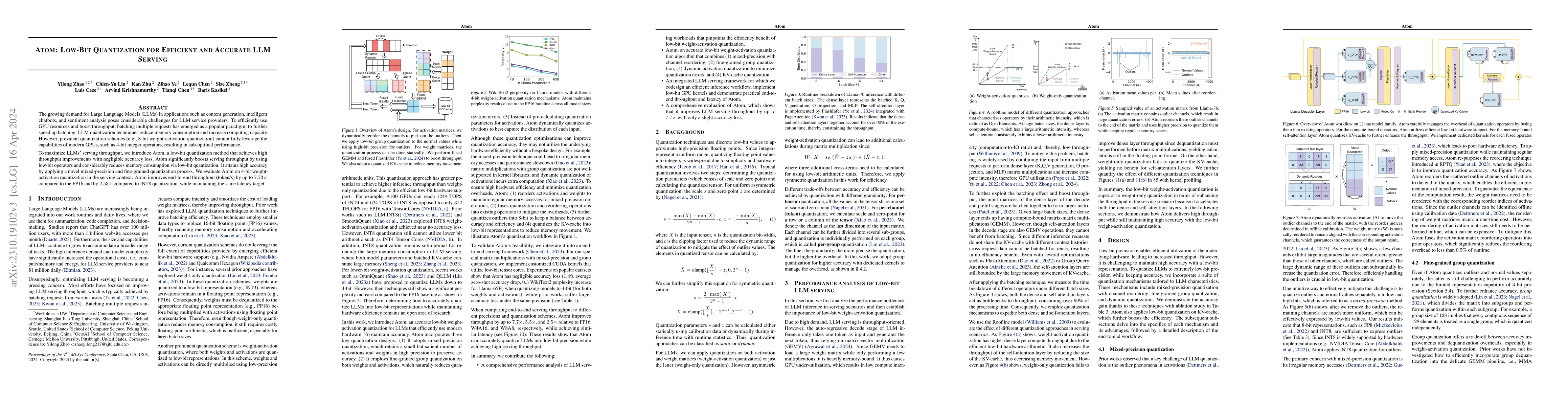 Thumbnail for Atom: Low-bit Quantization for Efficient and Accurate LLM Serving