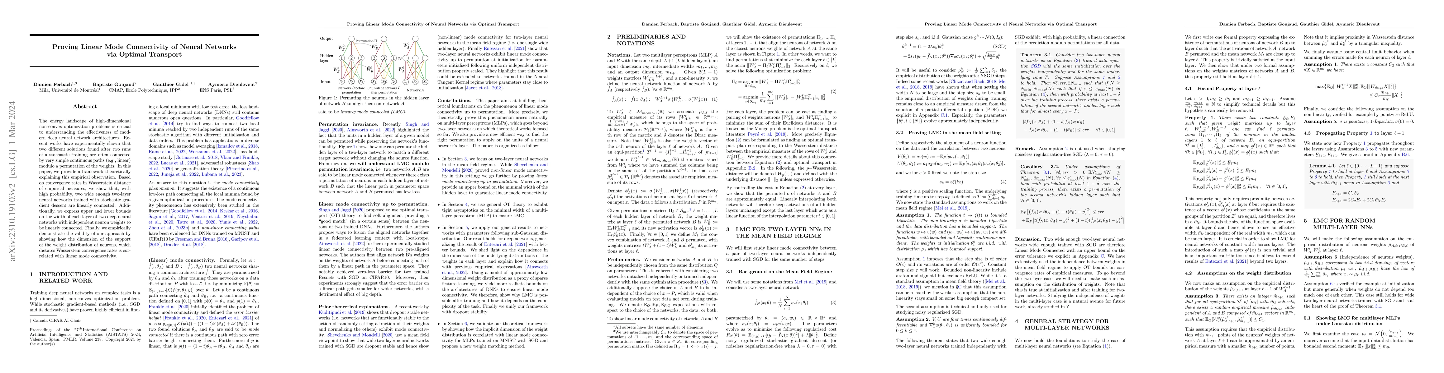 Thumbnail for Proving Linear Mode Connectivity of Neural Networks via Optimal
  Transport