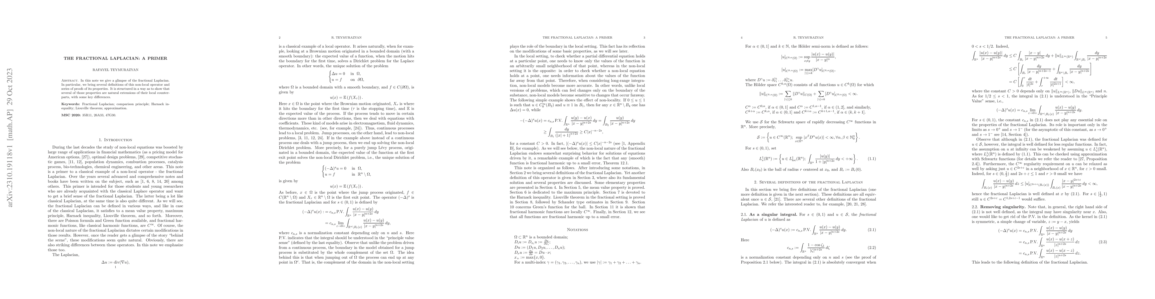 Thumbnail for The fractional Laplacian: a primer