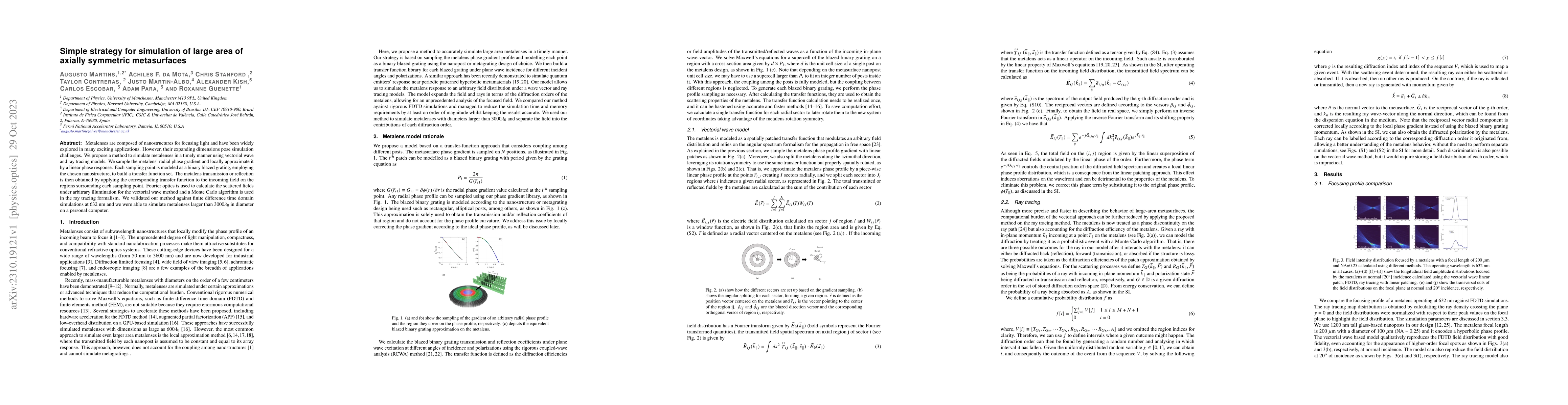 Thumbnail for Simple strategy for simulation of large area of axially symmetric
  metasurfaces