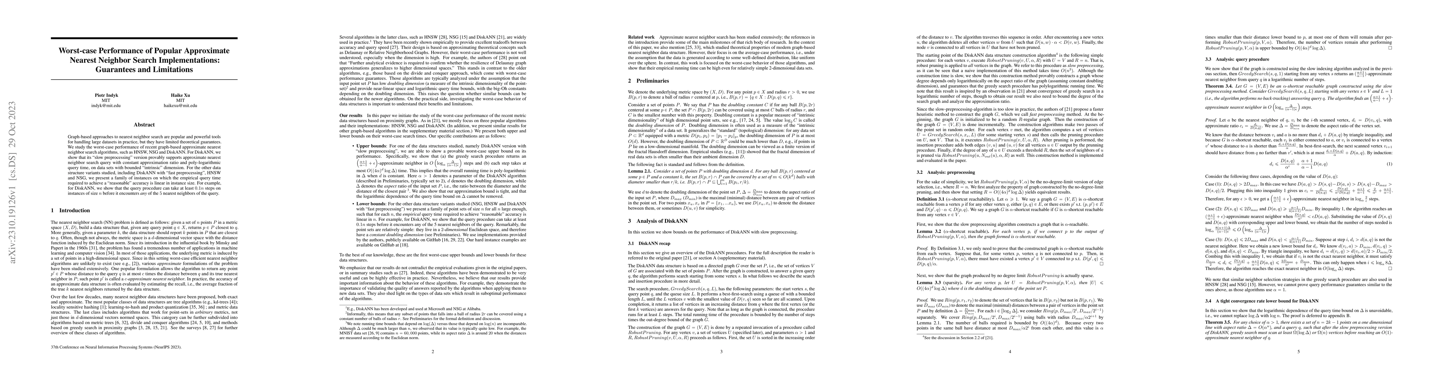 Thumbnail for Worst-case Performance of Popular Approximate Nearest Neighbor Search
  Implementations: Guarantees and Limitations