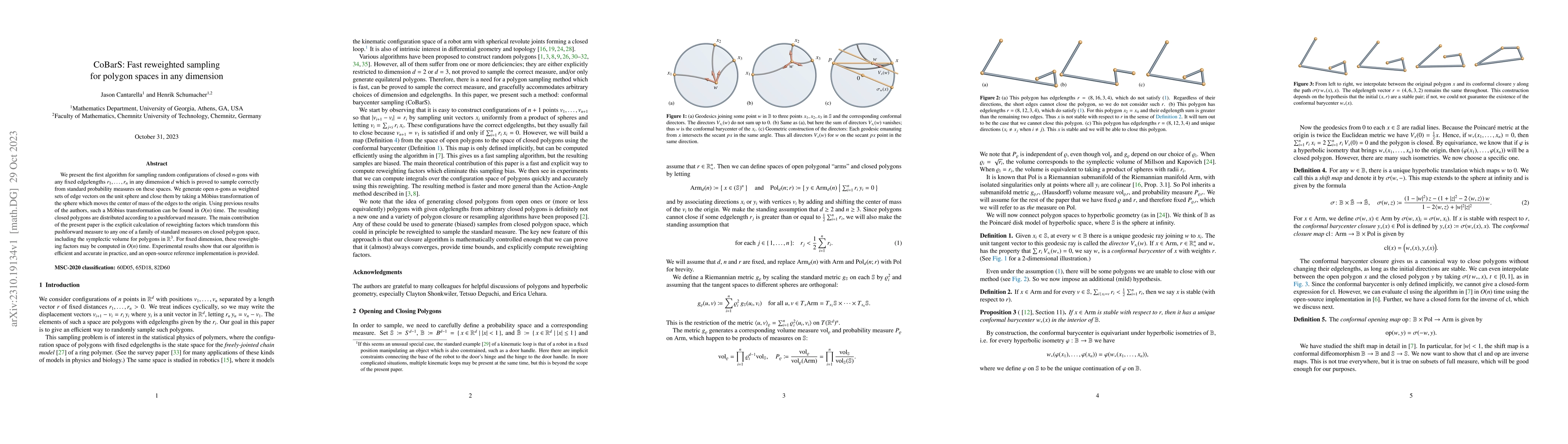 Thumbnail for CoBarS: Fast reweighted sampling for polygon spaces in any dimension