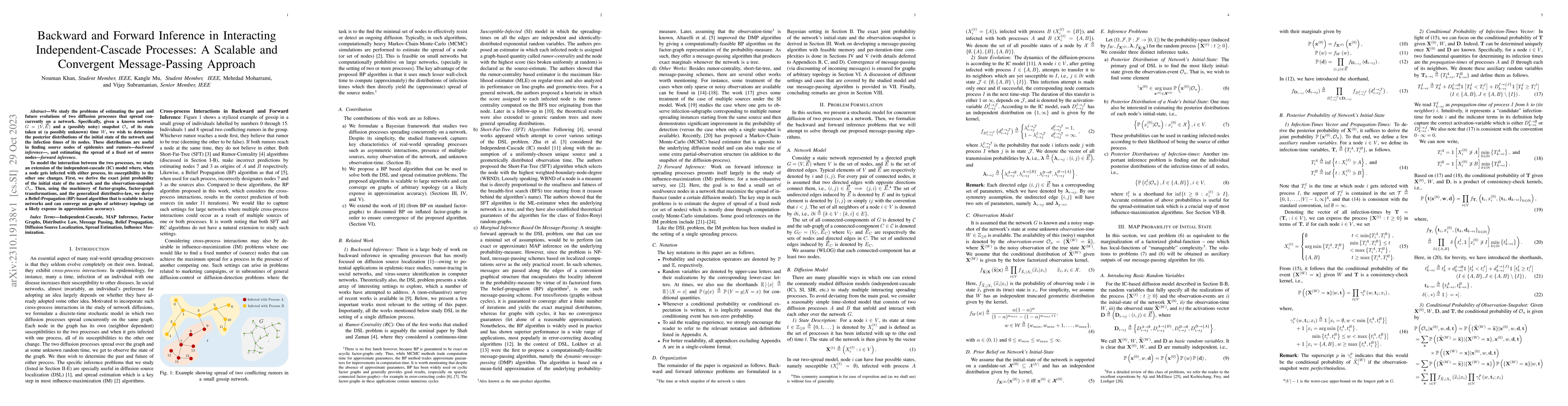 Thumbnail for Backward and Forward Inference in Interacting Independent-Cascade
  Processes: A Scalable and Convergent Message-Passing Approach