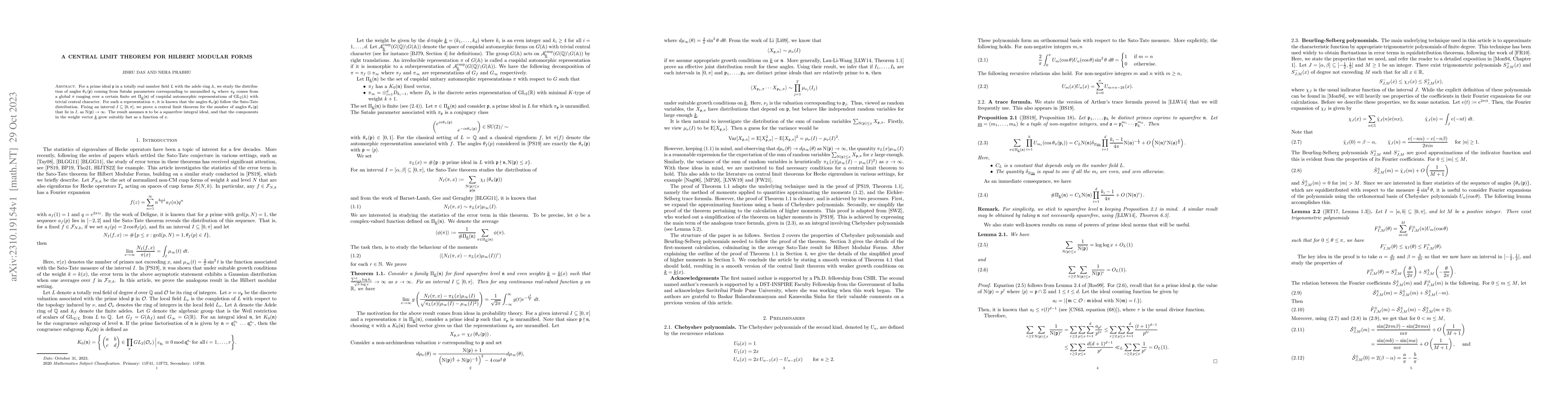 Thumbnail for A central limit theorem for Hilbert modular forms