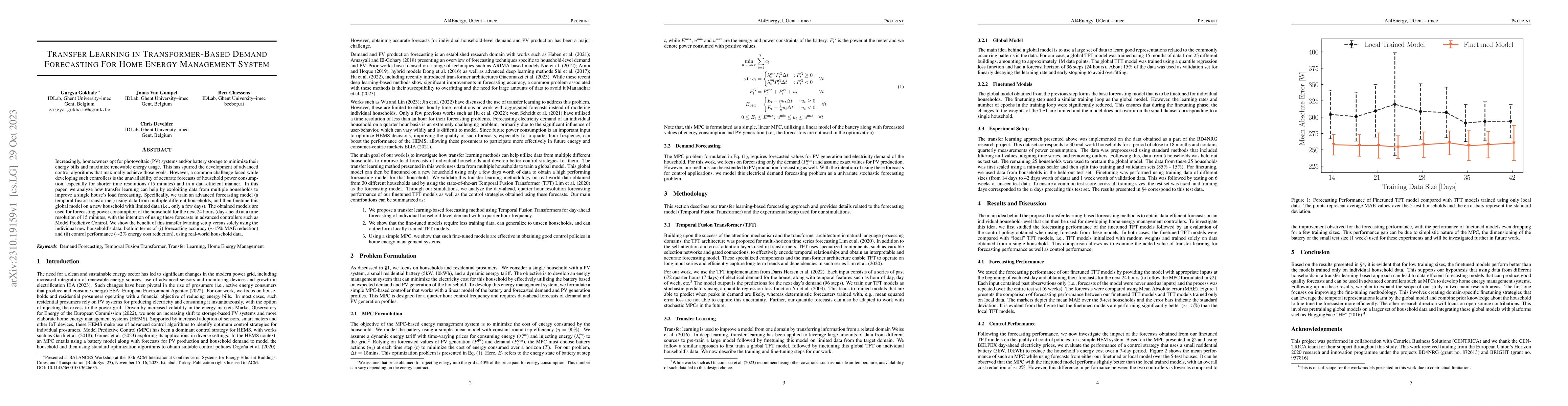 Thumbnail for Transfer Learning in Transformer-Based Demand Forecasting For Home
  Energy Management System