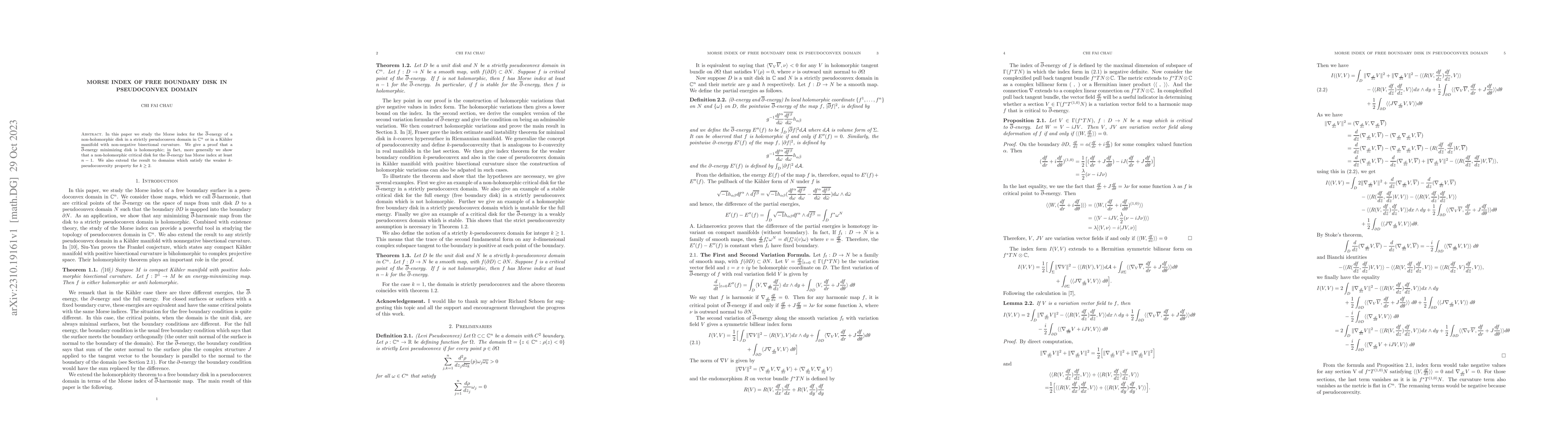 Thumbnail for Morse index of free boundary disk for pseudoconvex domain