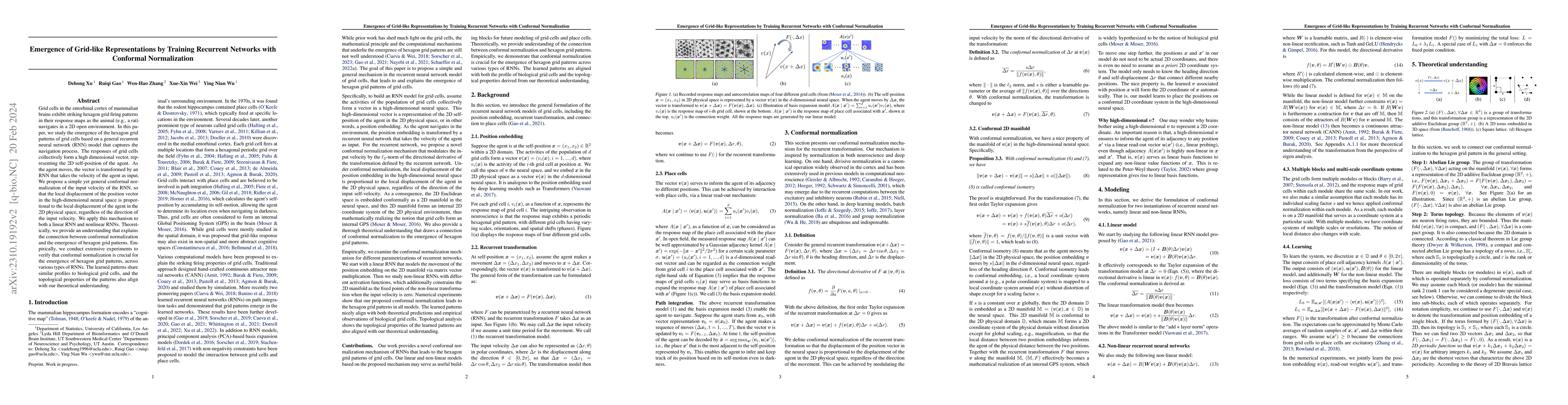 Thumbnail for Emergence of Grid-like Representations by Training Recurrent Networks
  with Conformal Normalization