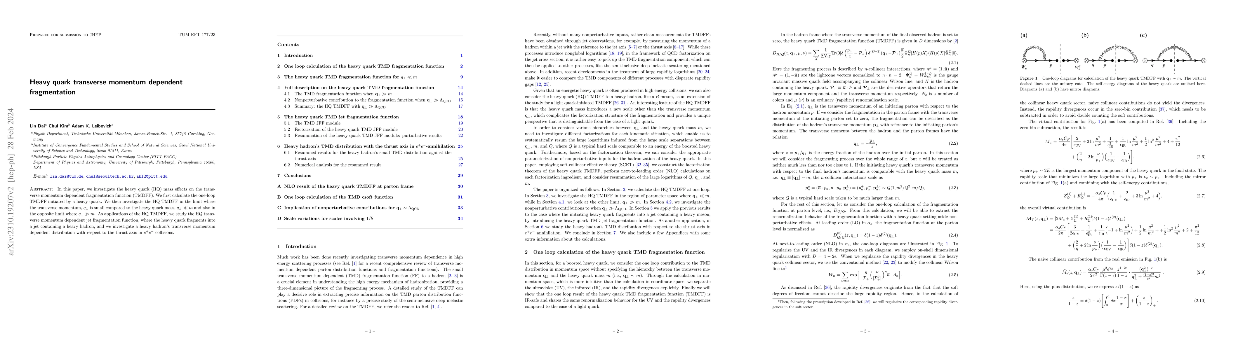 Thumbnail for Heavy quark transverse momentum dependent fragmentation