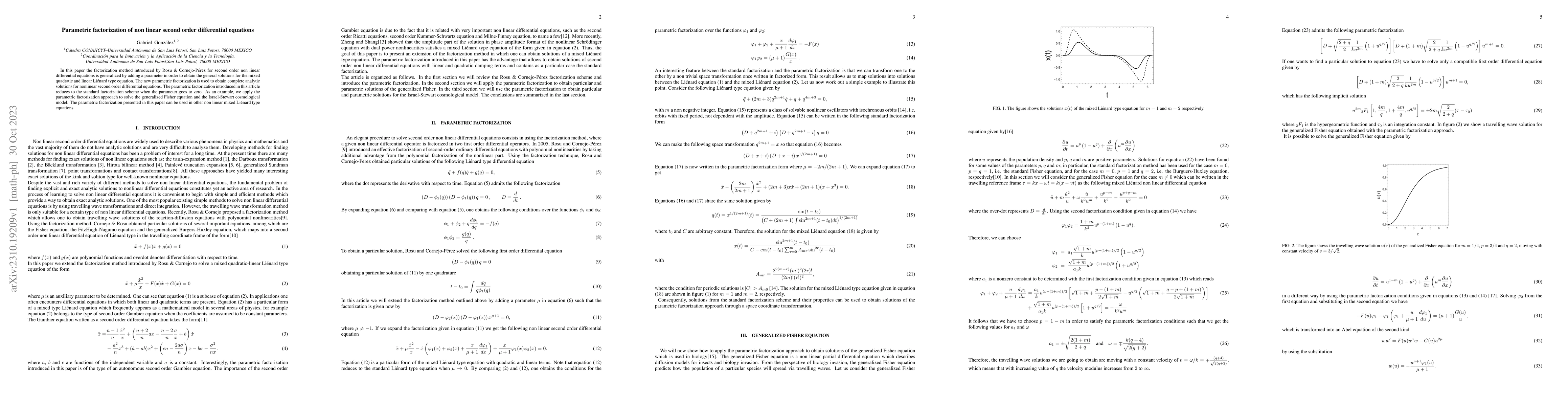 Thumbnail for Parametric factorization of non linear second order differential
  equations