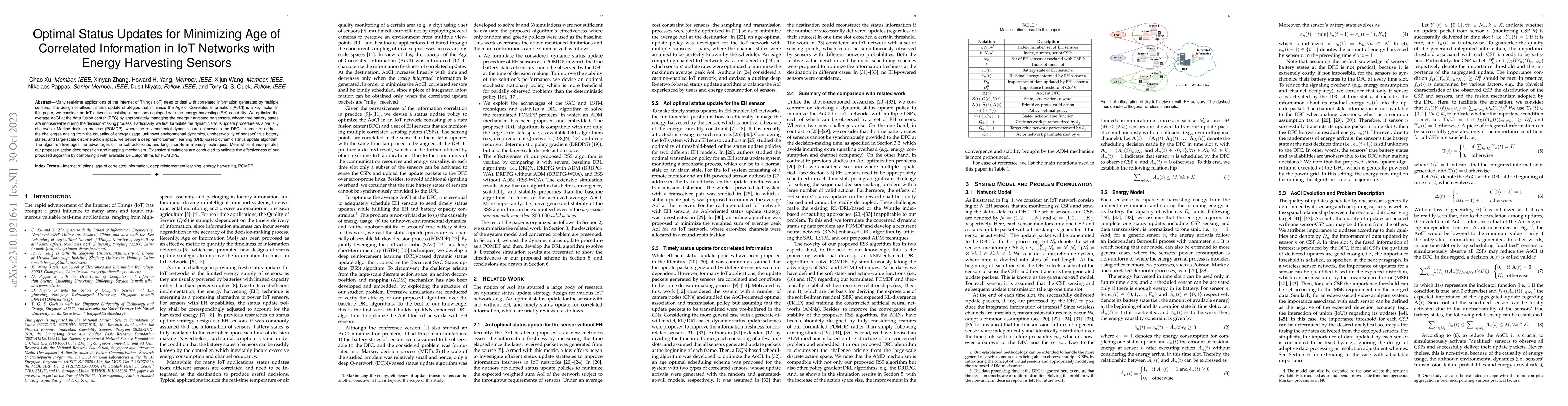 Thumbnail for Optimal Status Updates for Minimizing Age of Correlated Information in
  IoT Networks with Energy Harvesting Sensors