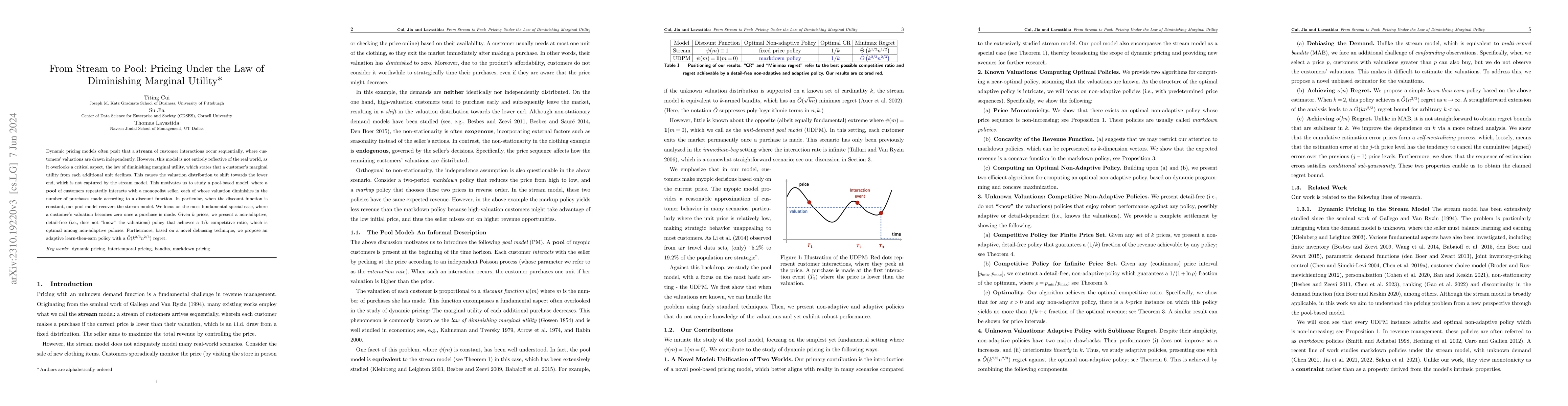 Thumbnail for From Stream to Pool: Pricing Under the Law of Diminishing Marginal
  Utility