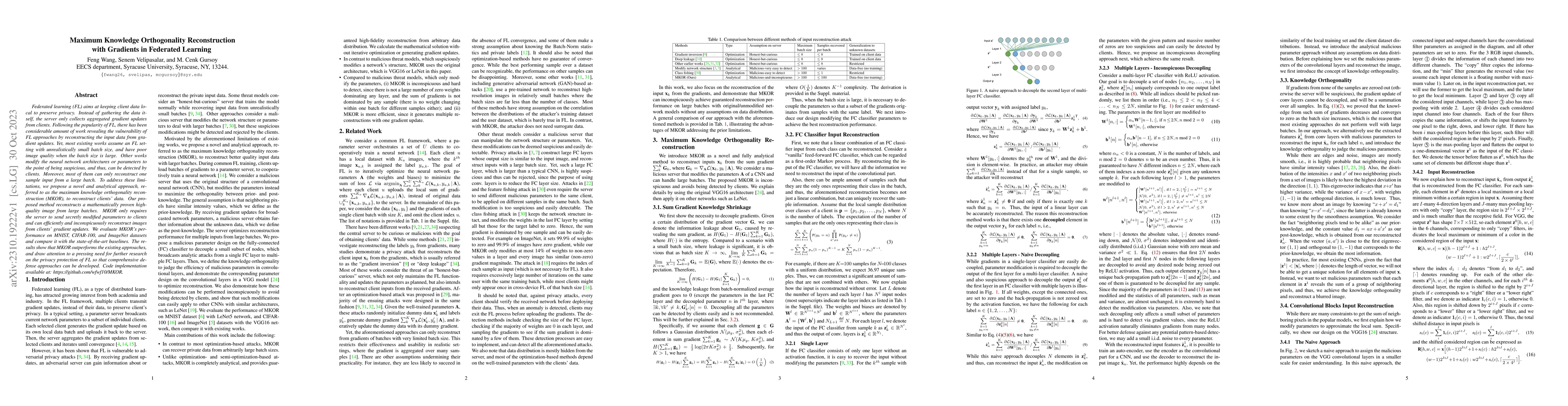 Thumbnail for Maximum Knowledge Orthogonality Reconstruction with Gradients in
  Federated Learning