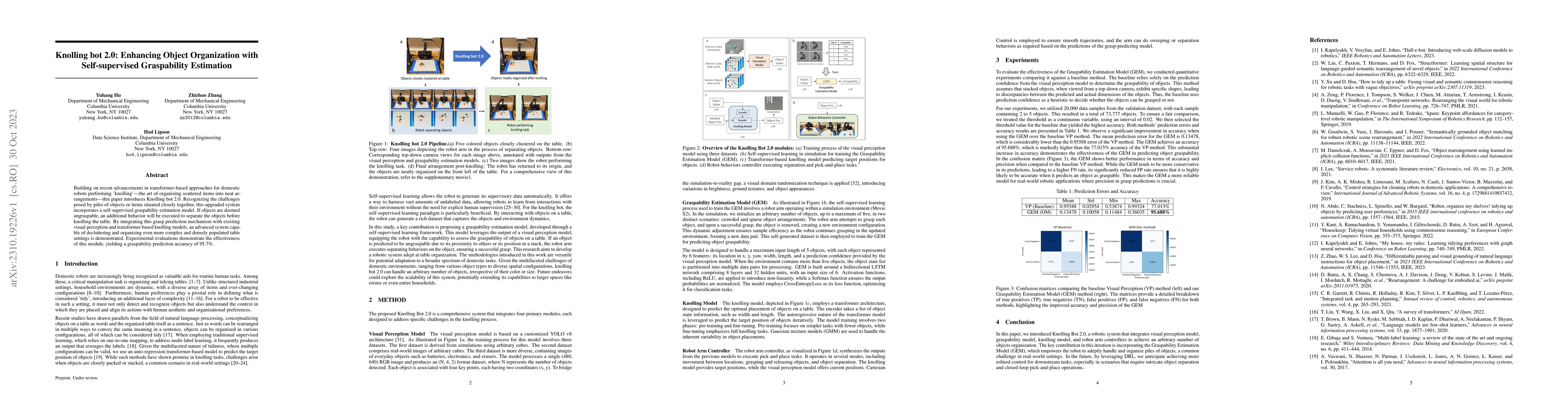 Thumbnail for Knolling bot 2.0: Enhancing Object Organization with Self-supervised
  Graspability Estimation