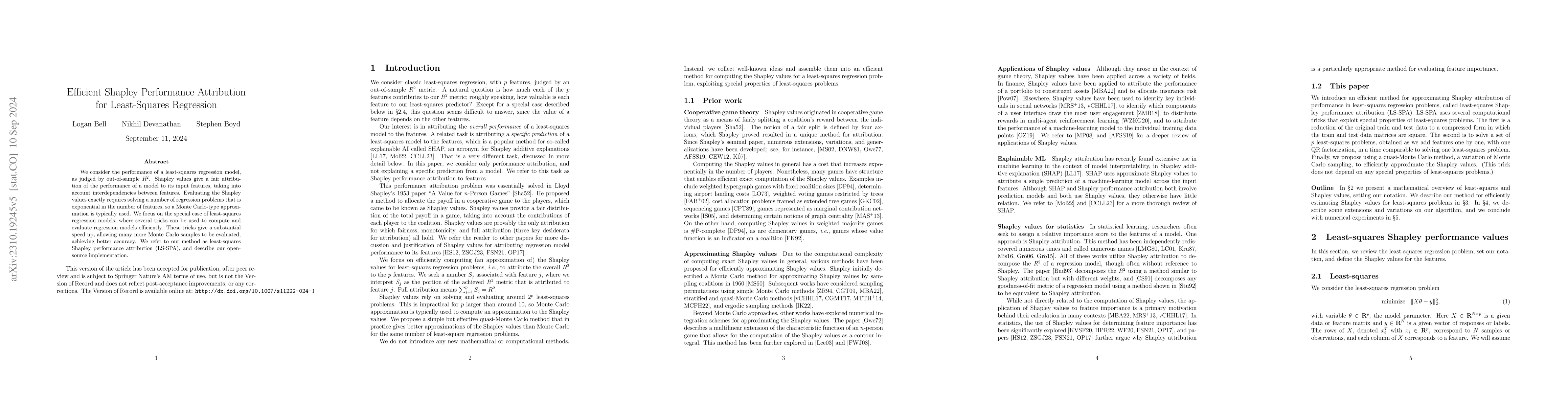 Thumbnail for Efficient Shapley Performance Attribution for Least-Squares Regression