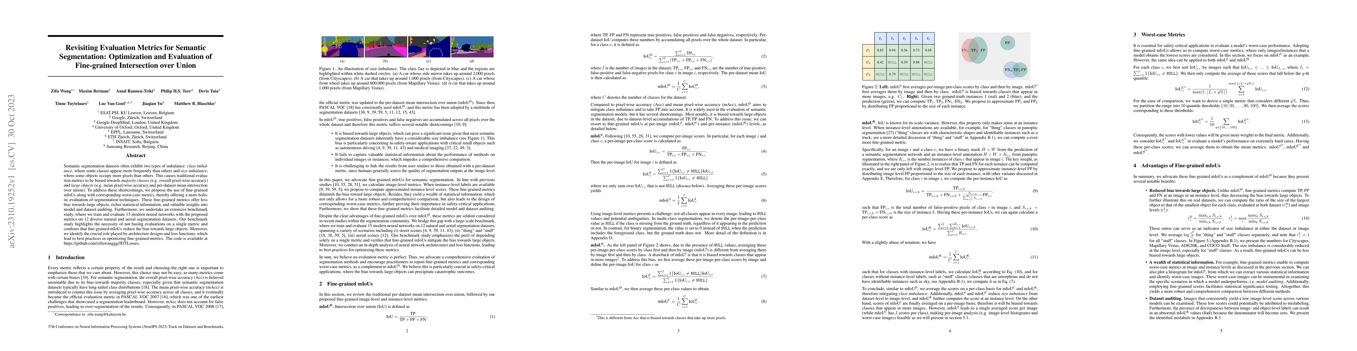 Thumbnail for Revisiting Evaluation Metrics for Semantic Segmentation: Optimization
  and Evaluation of Fine-grained Intersection over Union