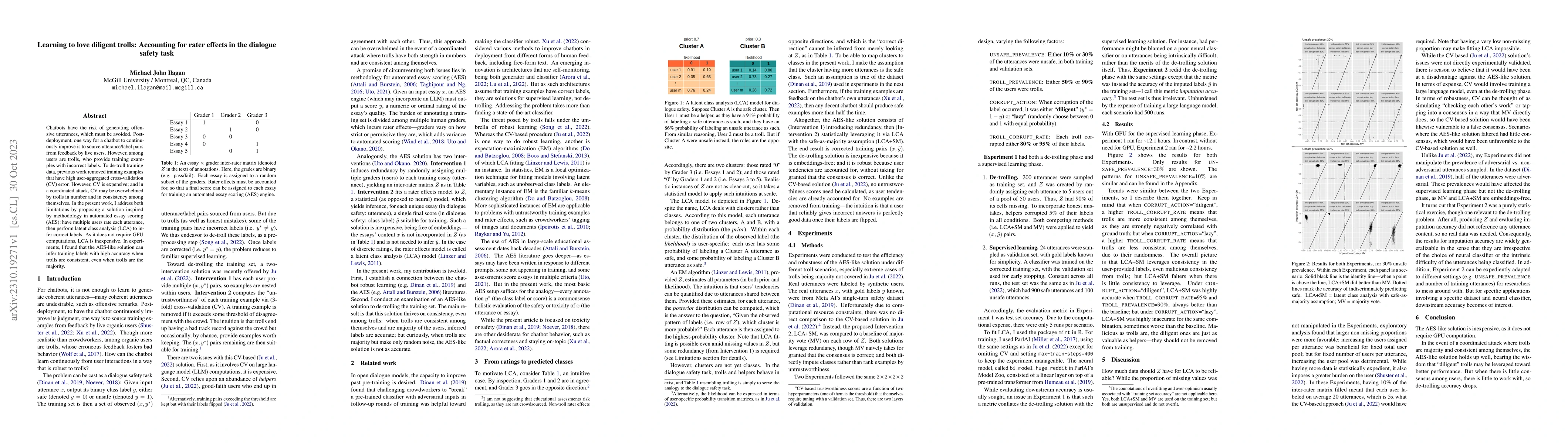 Thumbnail for Learning to love diligent trolls: Accounting for rater effects in the
  dialogue safety task
