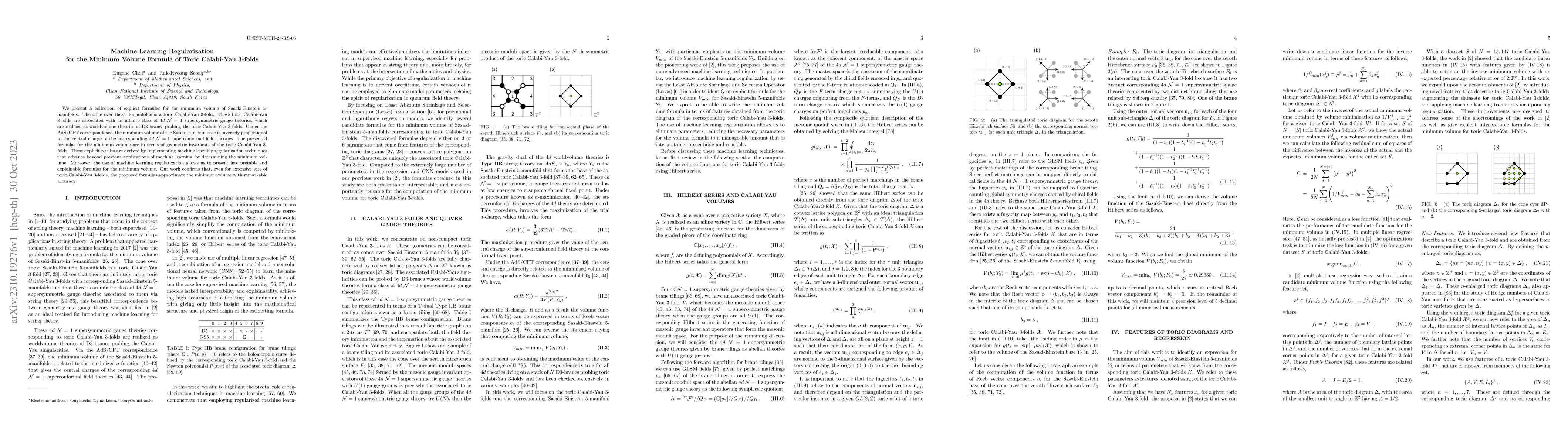 Thumbnail for Machine Learning Regularization for the Minimum Volume Formula of Toric
  Calabi-Yau 3-folds