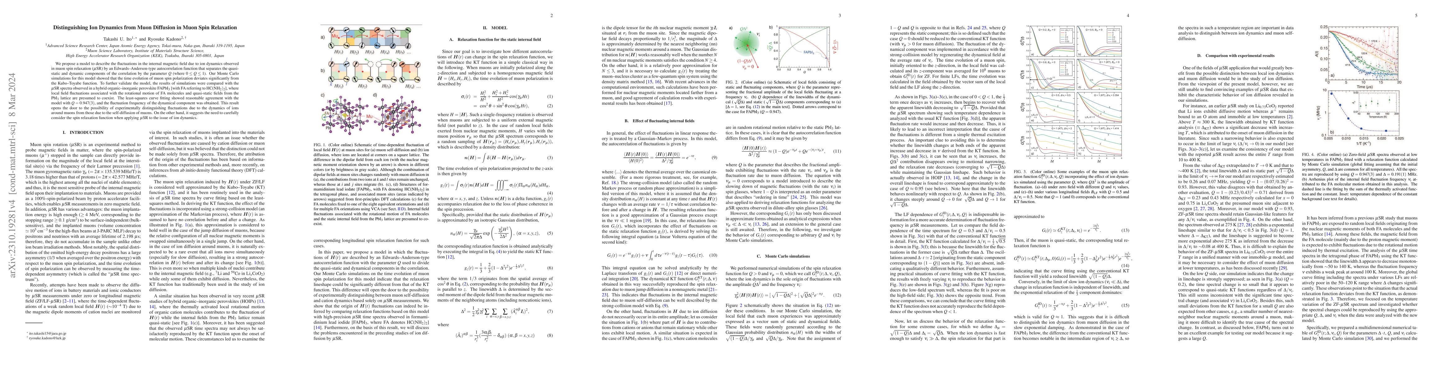 Thumbnail for Distinguishing Ion Dynamics from Muon diffusion in Muon Spin Relaxation