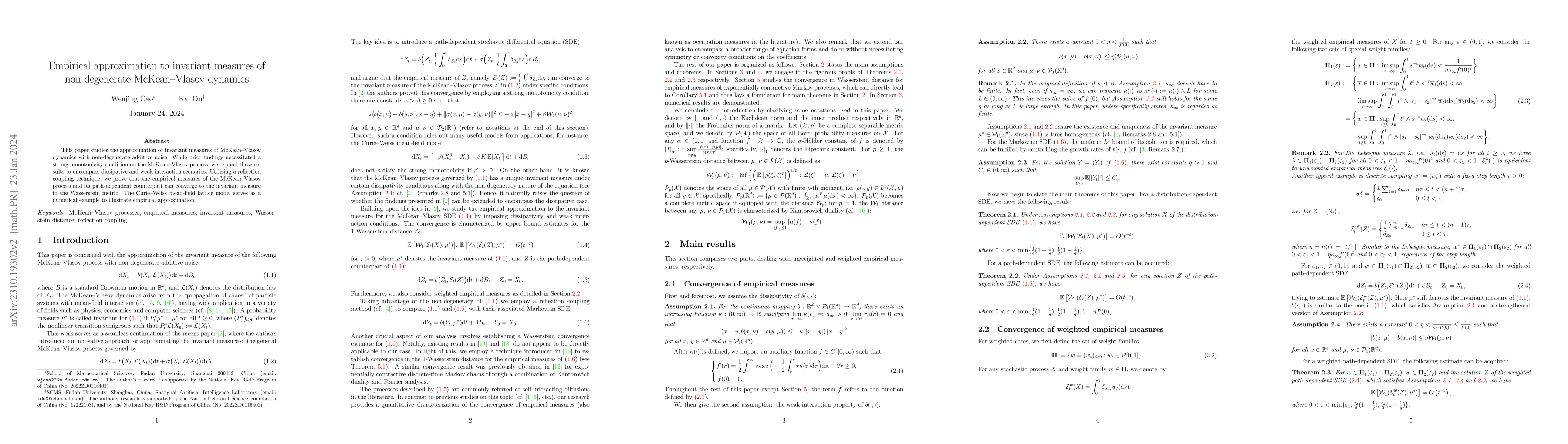 Thumbnail for Empirical approximation to invariant measures of non-degenerate
  McKean-Vlasov dynamics