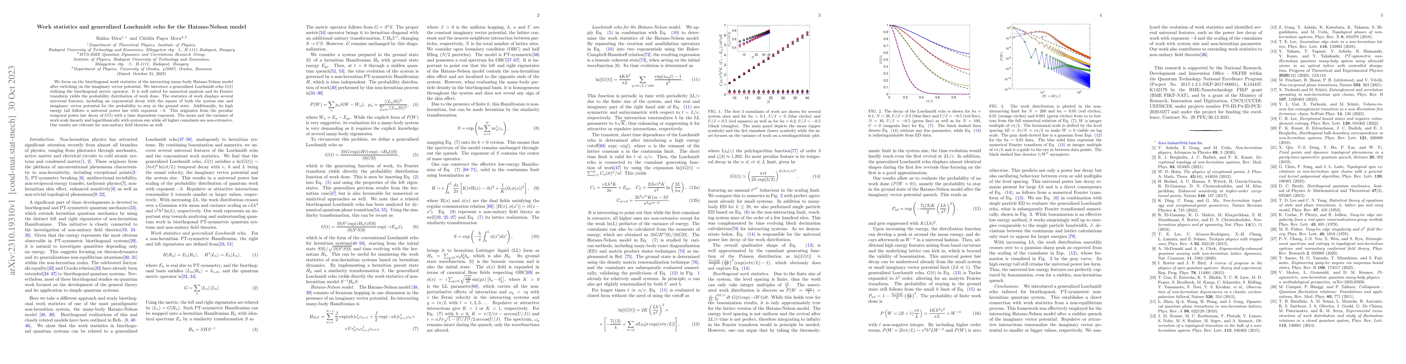 Thumbnail for Work statistics and generalized Loschmidt echo for the Hatano-Nelson
  model