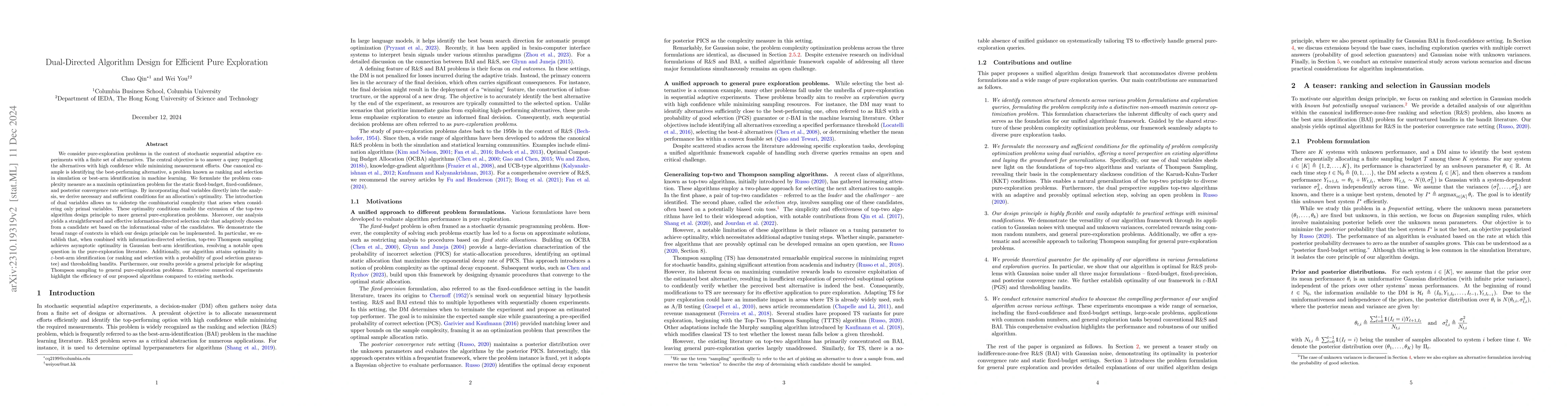 Thumbnail for Dual-Directed Algorithm Design for Efficient Pure Exploration