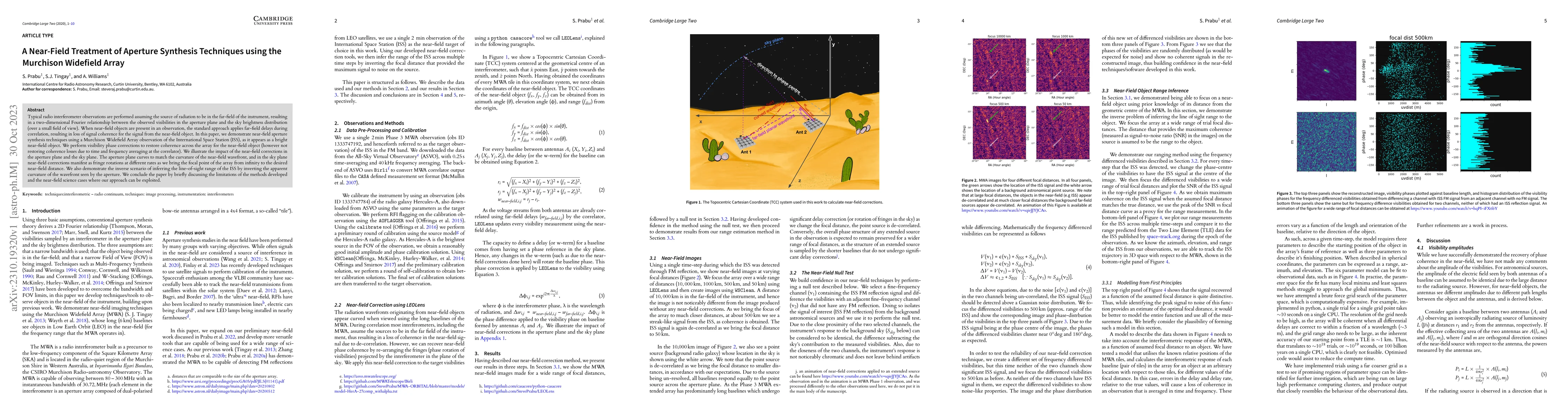 Thumbnail for A Near-Field Treatment of Aperture Synthesis Techniques using the
  Murchison Widefield Array