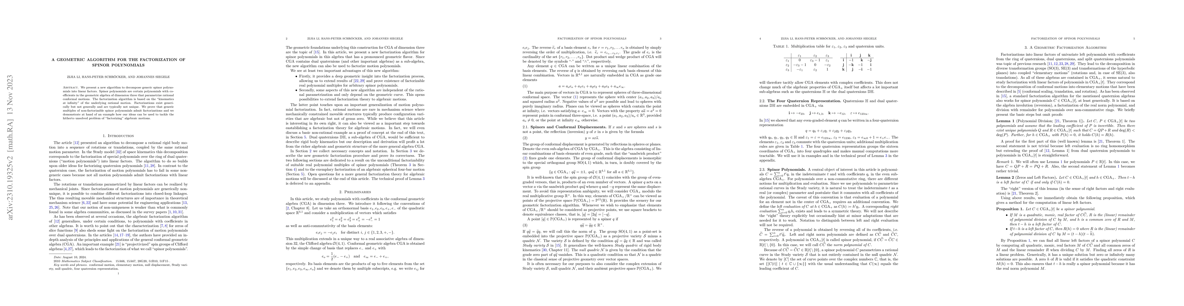 Thumbnail for A Geometric Algorithm for the Factorization of Spinor Polynomials