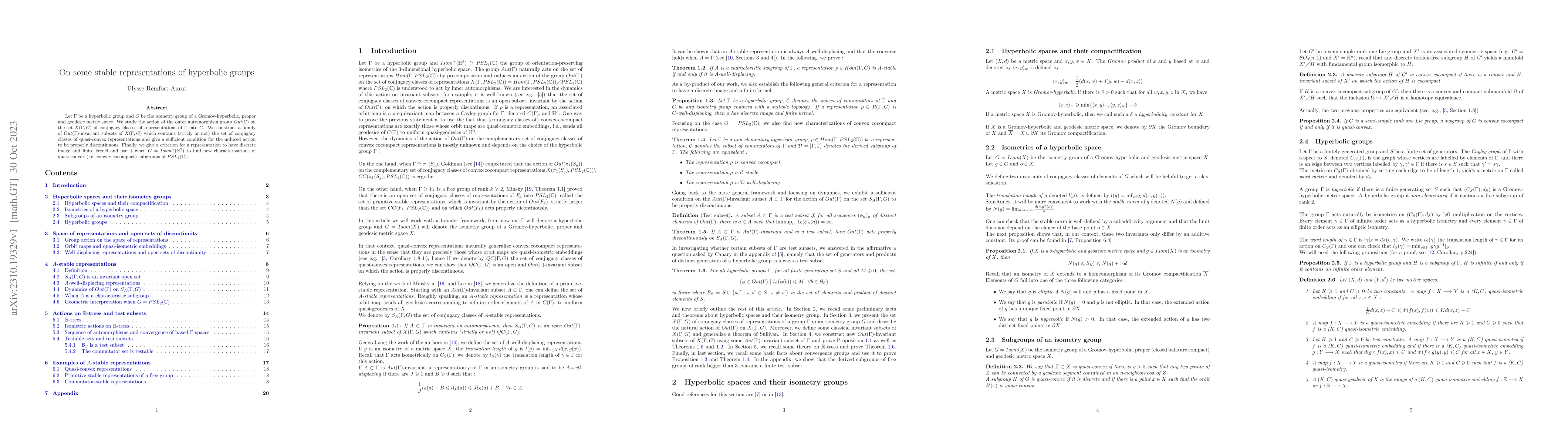 Thumbnail for On some stable representations of hyperbolic groups