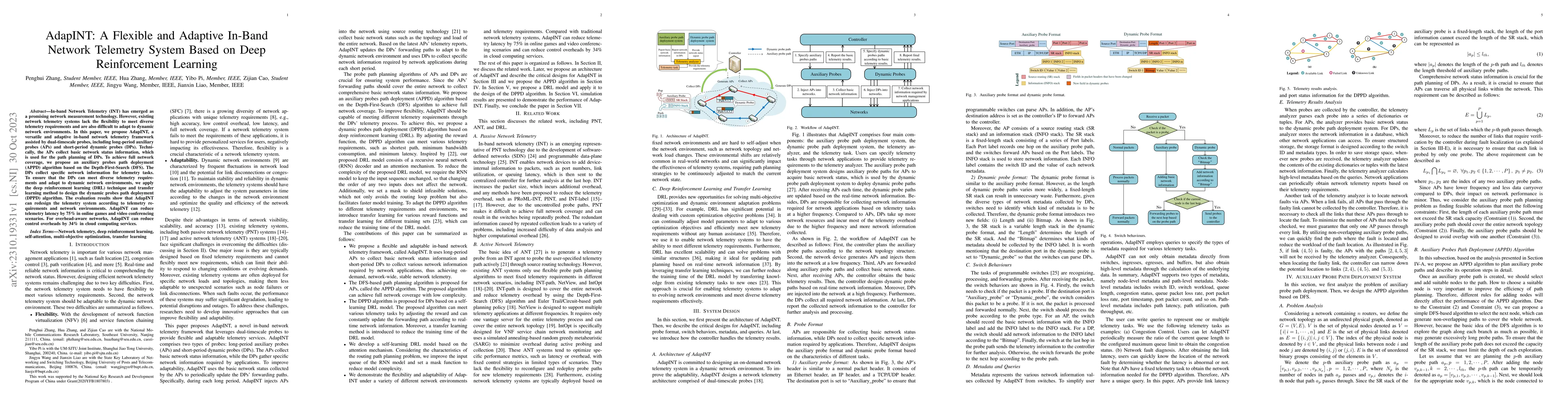 Thumbnail for AdapINT: A Flexible and Adaptive In-Band Network Telemetry System Based
  on Deep Reinforcement Learning