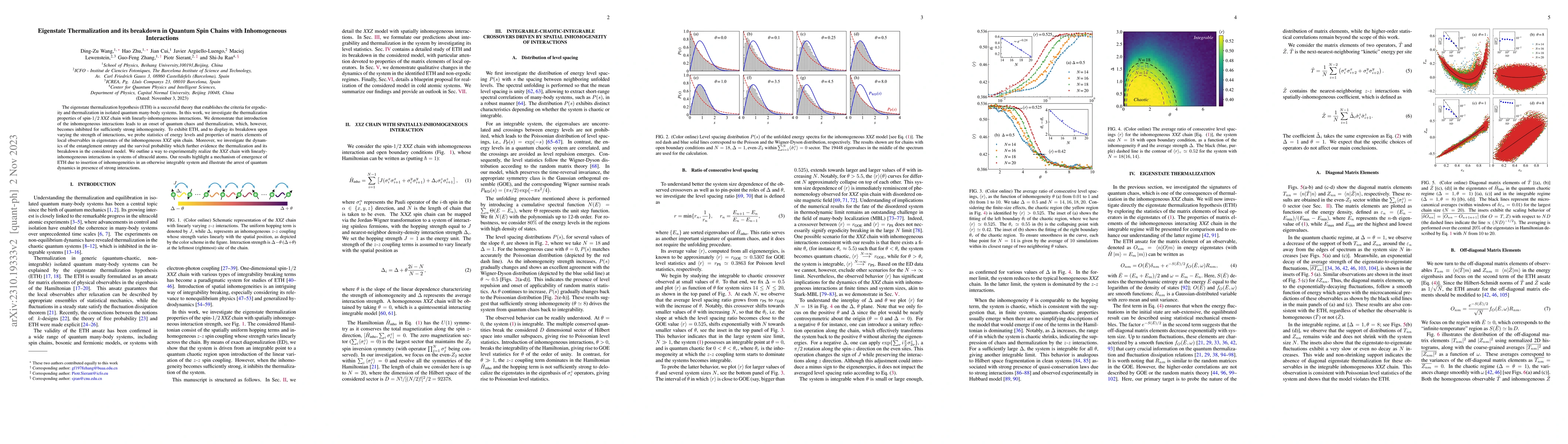 Thumbnail for Eigenstate Thermalization and its breakdown in Quantum Spin Chains with
  Inhomogeneous Interactions