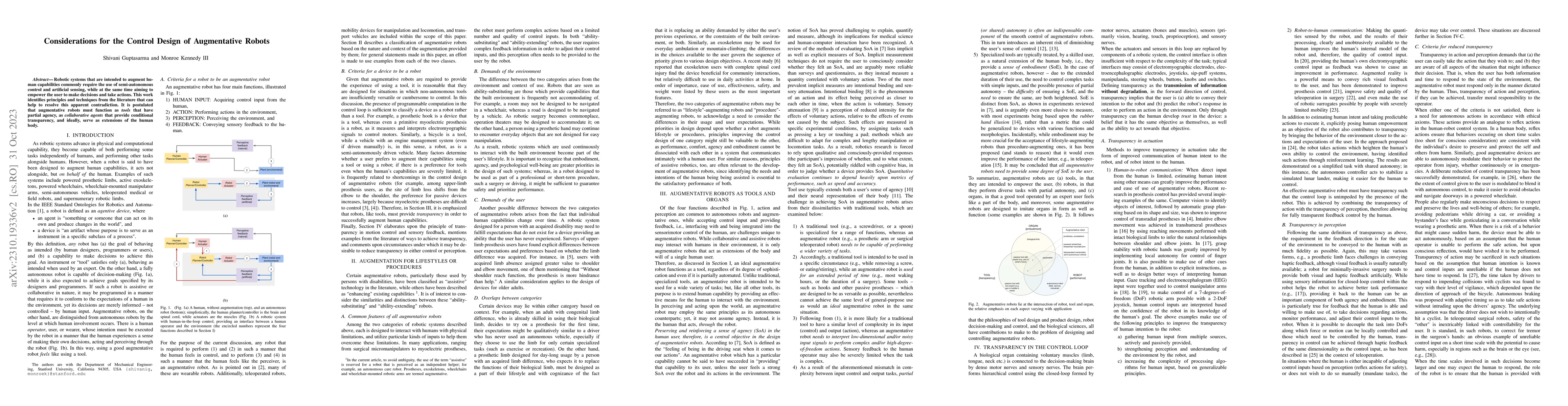 Thumbnail for Considerations for the Control Design of Augmentative Robots