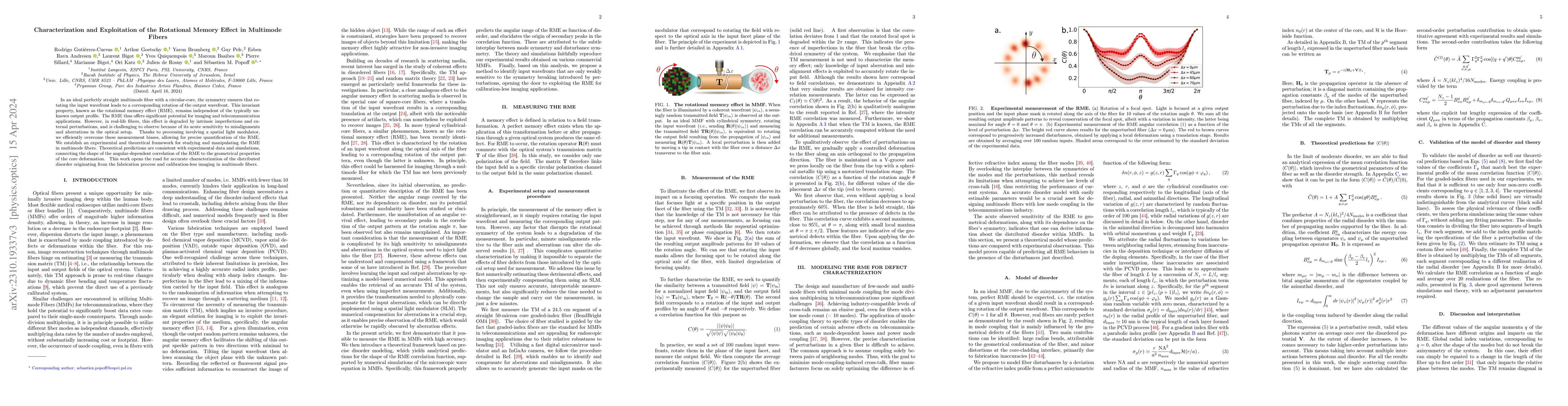 Thumbnail for Characterization and Exploitation of the Rotational Memory Effect in
  Multimode Fibers
