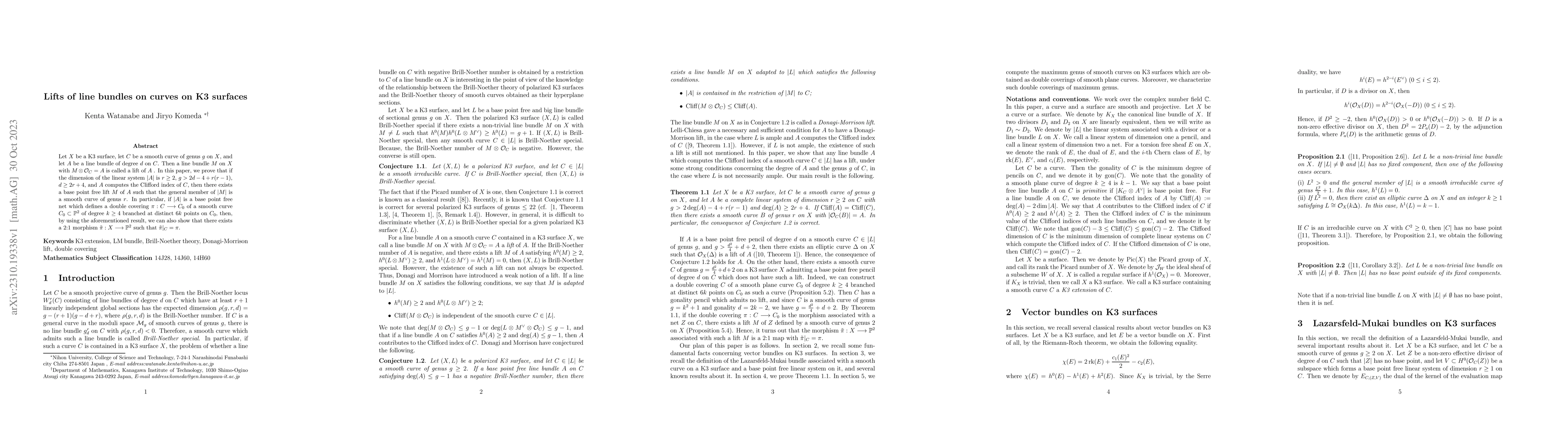 Thumbnail for Lifts of line bundles on curves on K3 surfaces