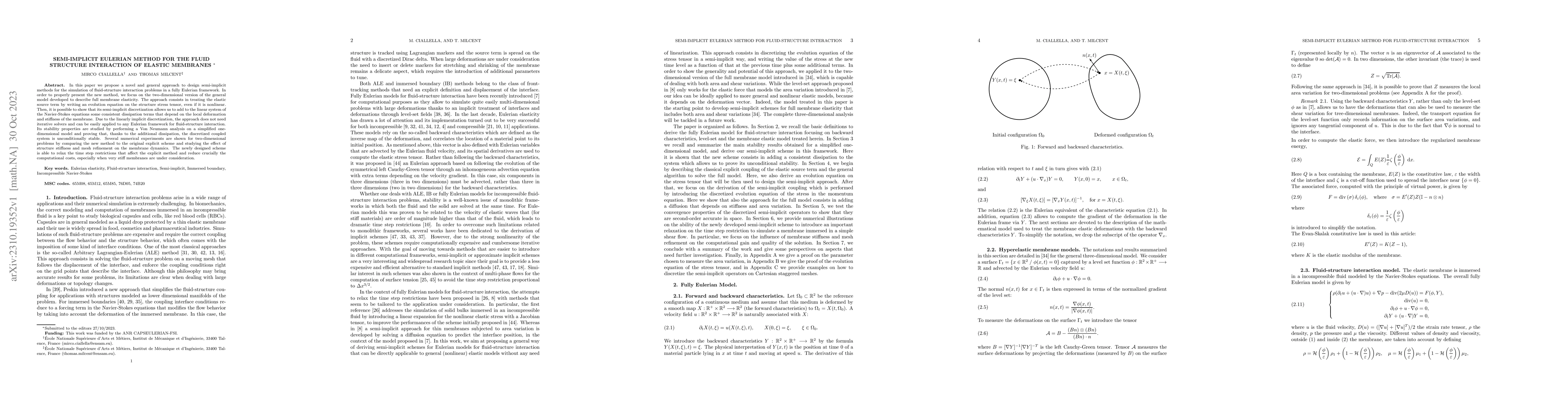 Thumbnail for Semi-implicit Eulerian method for the fluid structure interaction of
  elastic membranes