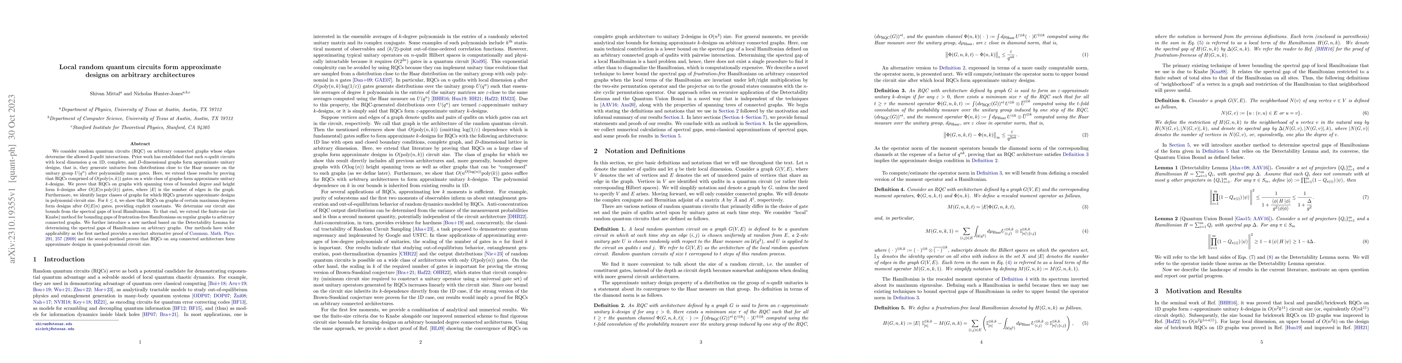 Thumbnail for Local random quantum circuits form approximate designs on arbitrary
  architectures
