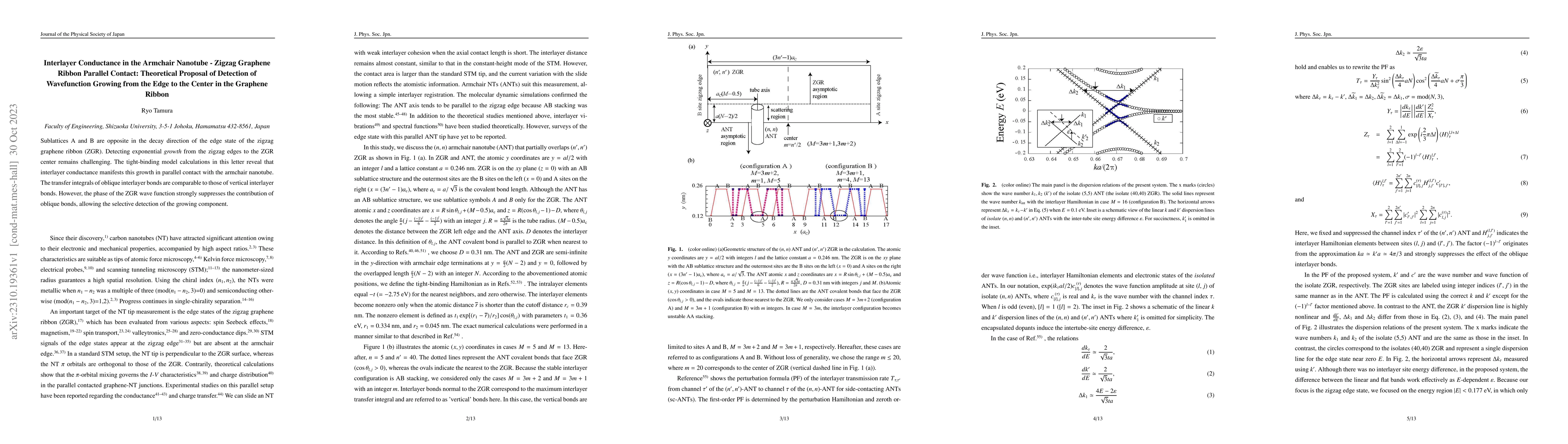 Thumbnail for Interlayer Conductance in the Armchair Nanotube -- Zigzag Graphene
  Ribbon Parallel Contact: Theoretical Proposal of Detection of Wavefunction
  Growing from the Edge to the Center in the Graphene Ribbon
