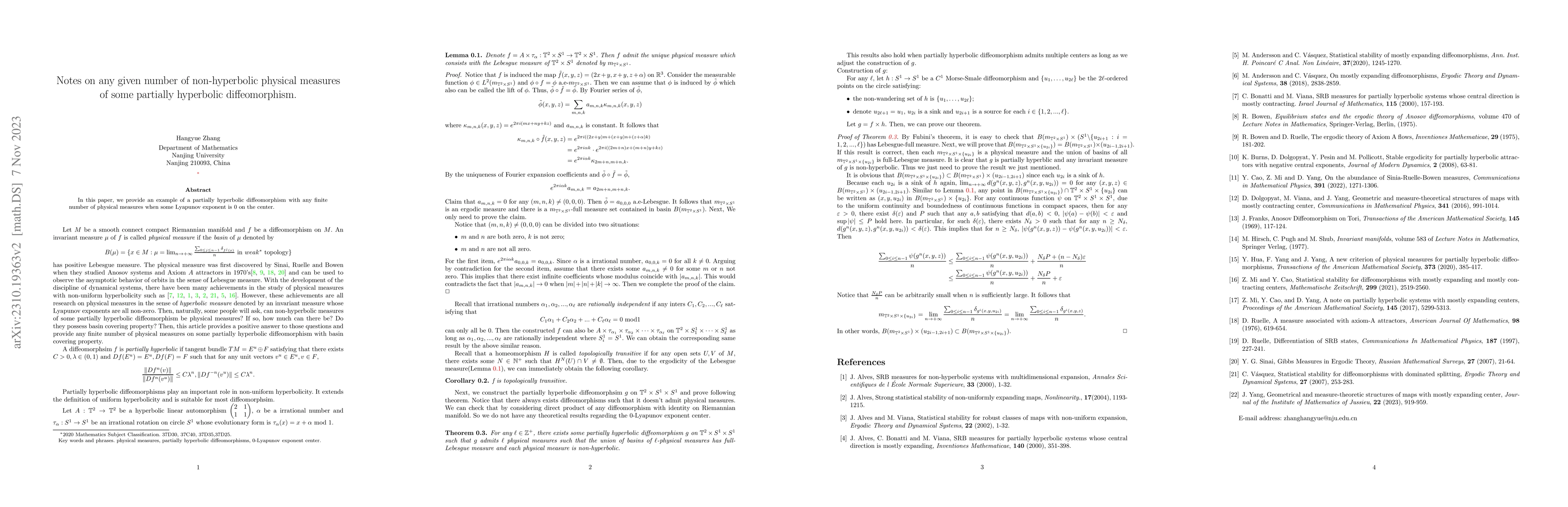 Thumbnail for Notes on any given number of non-hyperbolic physical measures of some
  partially hyperbolic diffeomorphism