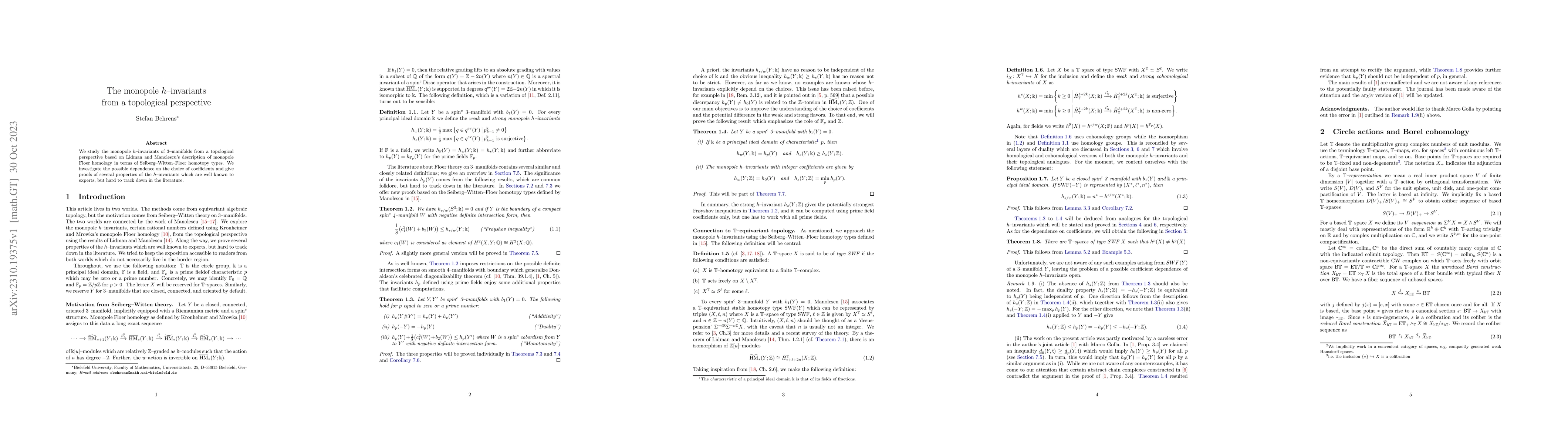 Thumbnail for The monopole h-invariants from a topological perspective