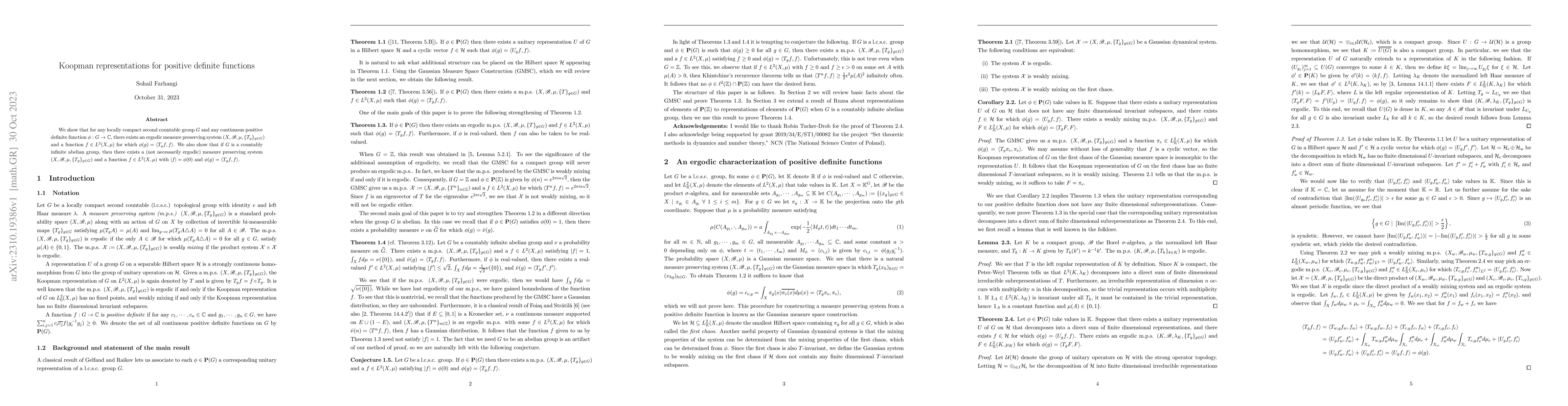 Thumbnail for Koopman representations for positive definite functions