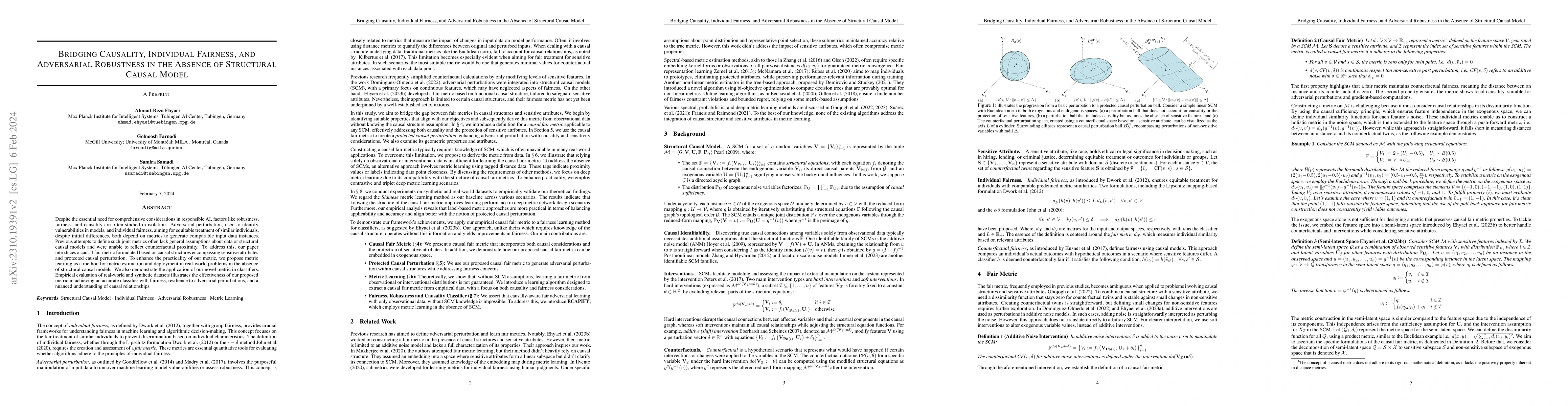 Thumbnail for Causal Fair Metric: Bridging Causality, Individual Fairness, and
  Adversarial Robustness