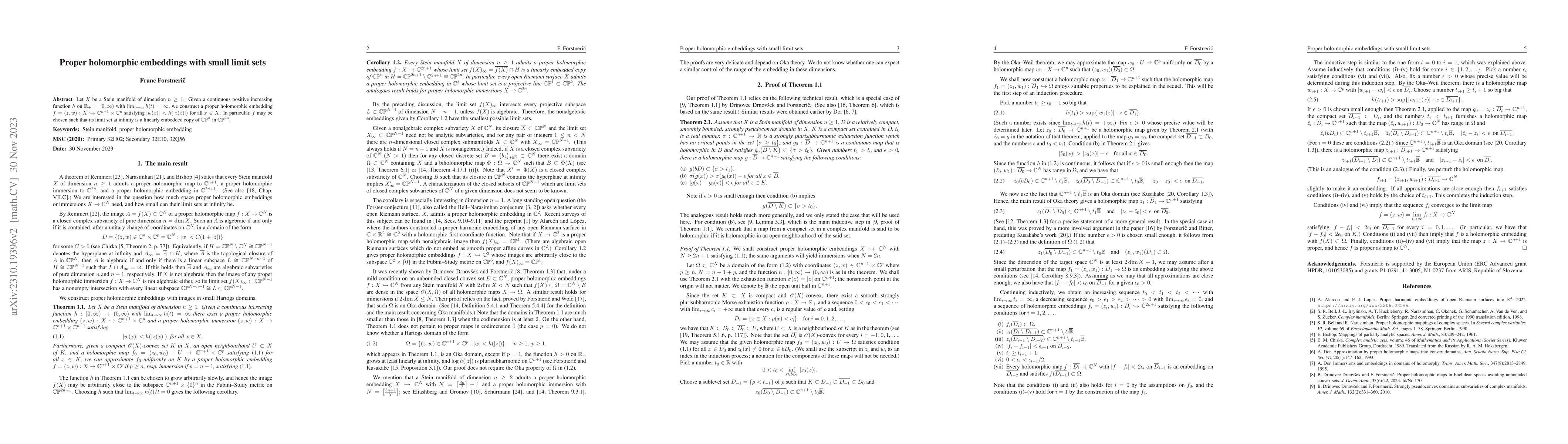Thumbnail for Proper holomorphic embeddings with small limit sets