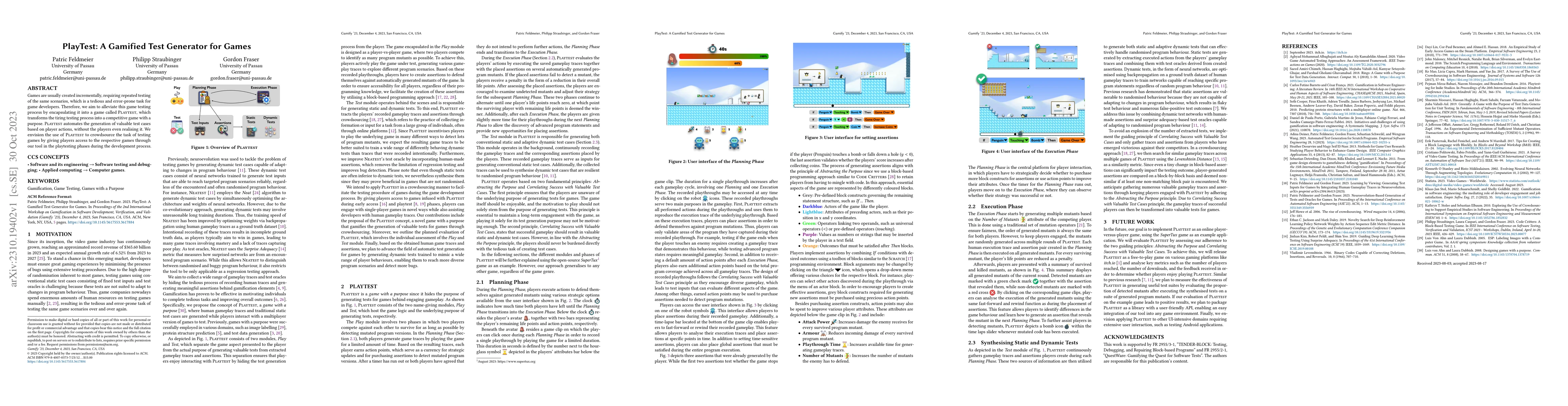 Thumbnail for PlayTest: A Gamified Test Generator for Games