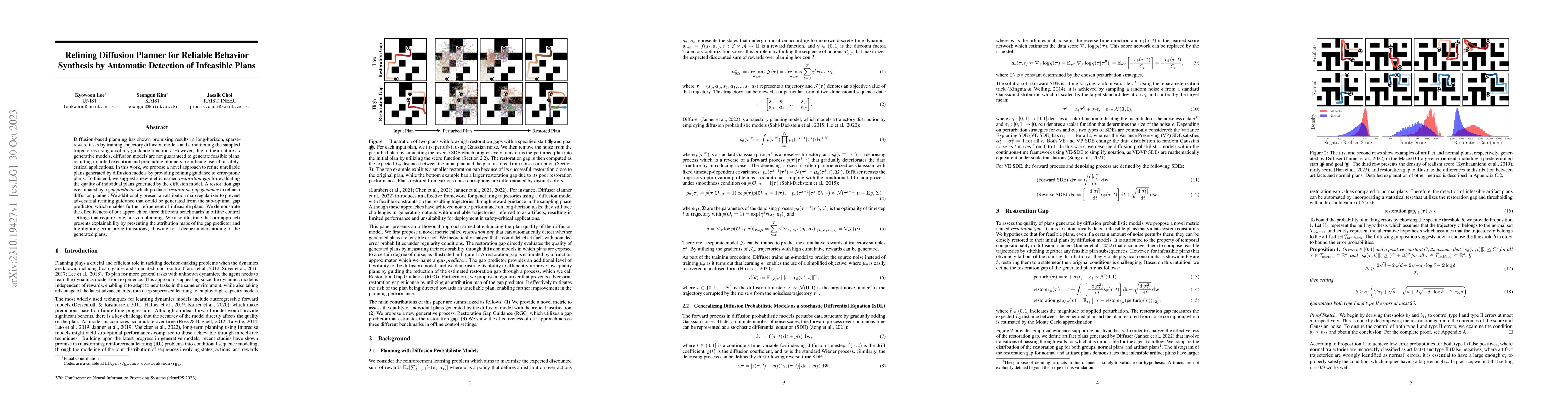 Thumbnail for Refining Diffusion Planner for Reliable Behavior Synthesis by Automatic
  Detection of Infeasible Plans