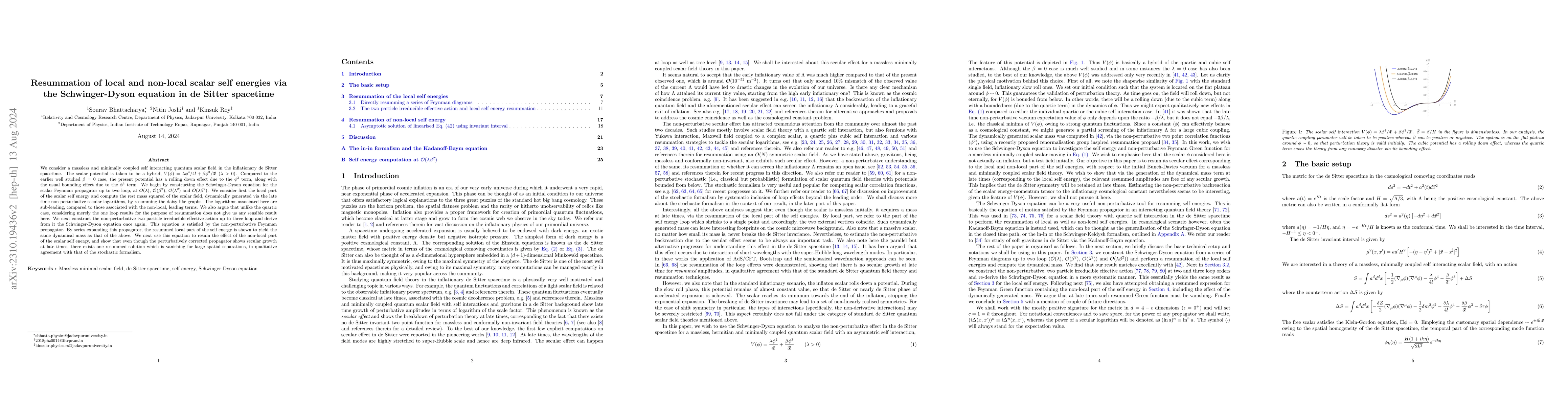 Thumbnail for Resummation of local and non-local scalar self energies via the
  Schwinger-Dyson equation in de Sitter spacetime