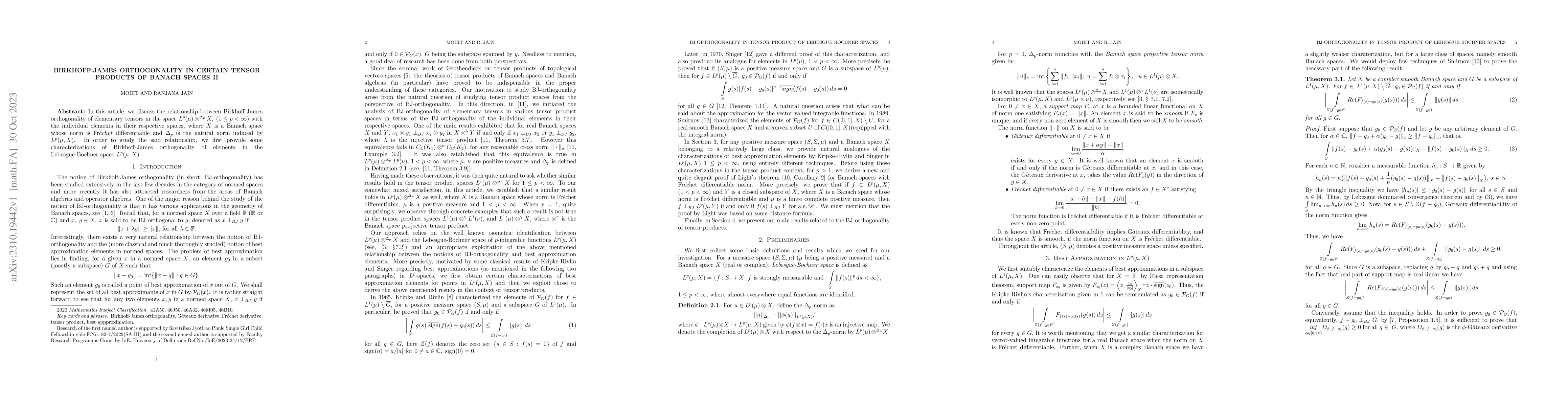 Thumbnail for Birkhoff-James orthogonality in certain tensor products of Banach spaces
  II