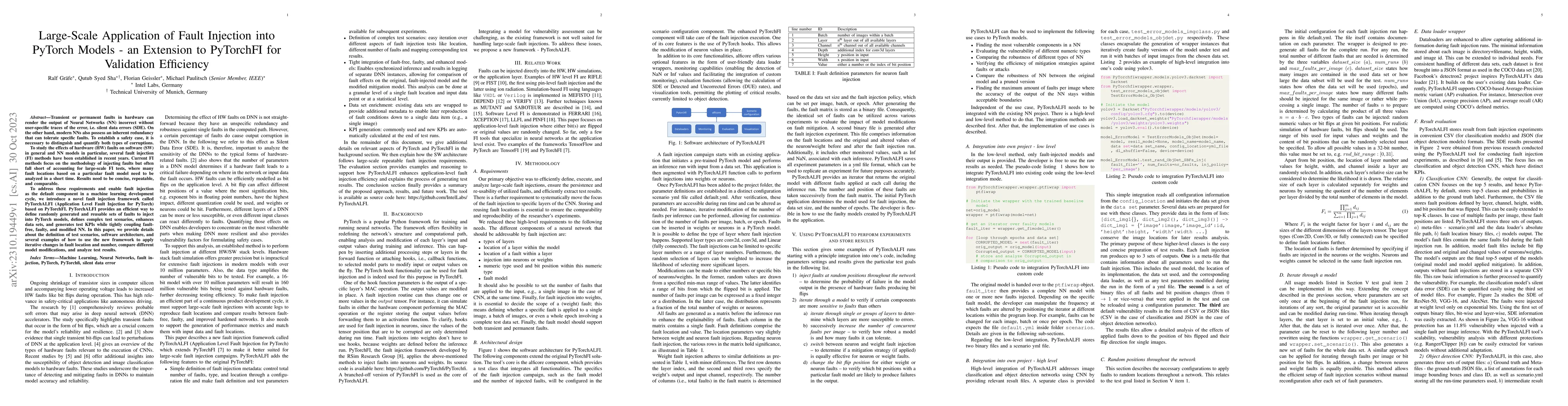 Thumbnail for Large-Scale Application of Fault Injection into PyTorch Models -- an
  Extension to PyTorchFI for Validation Efficiency