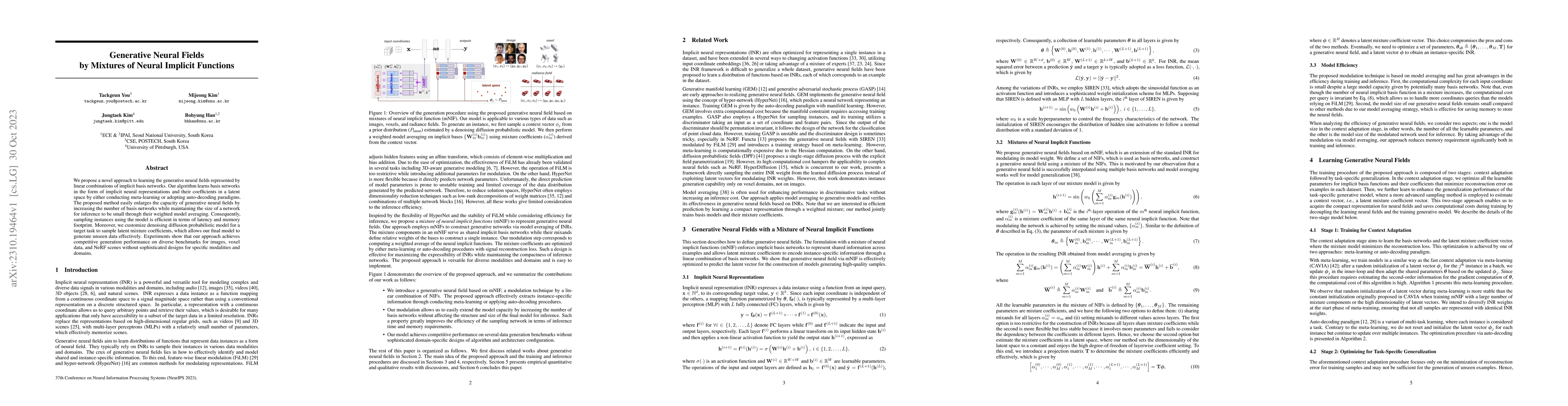Thumbnail for Generative Neural Fields by Mixtures of Neural Implicit Functions