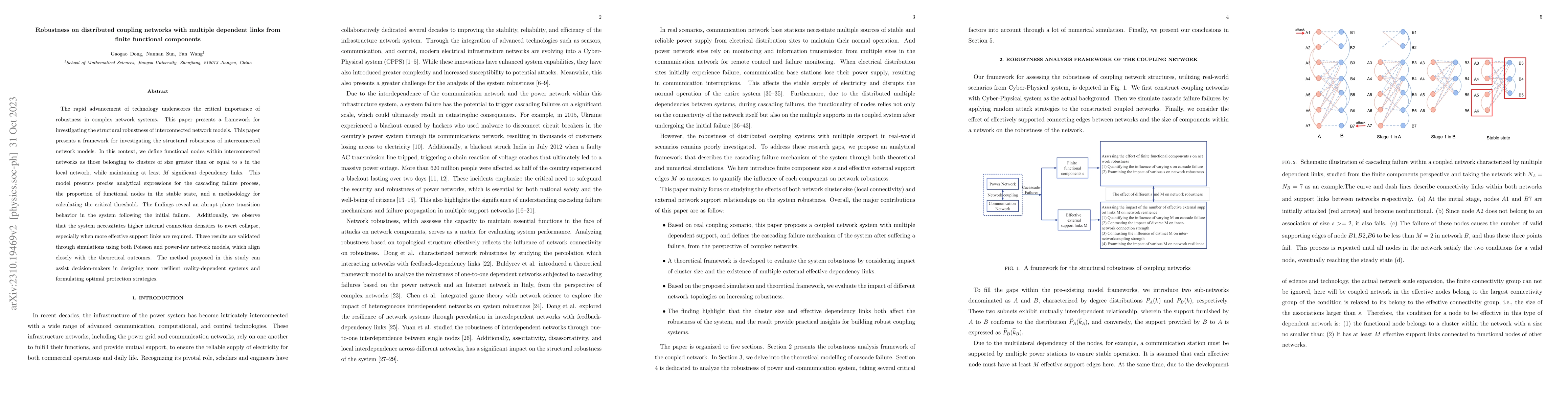 Thumbnail for Robustness on distributed coupling networks with multiple dependent
  links from finite functional components